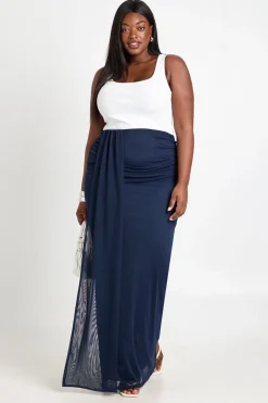 Jupe Maxi Drapée En Mesh Grande Taille
