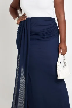 Jupe Maxi Drapée En Mesh Grande Taille