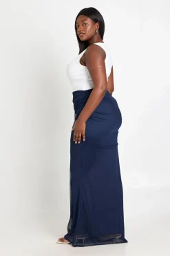 Jupe Maxi Drapée En Mesh Grande Taille