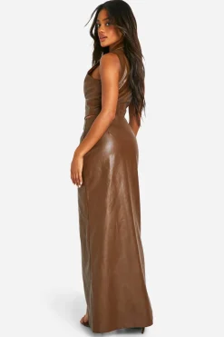 Jupe maxi drapée en synthétique avec détail de poche