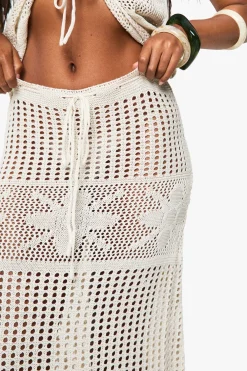 Jupe Maxi à Détail Floral en Crochet