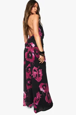 Jupe maxi en chiffon à imprimé floral avec ourlet ruisselé