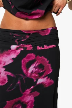 Jupe maxi en chiffon à imprimé floral avec ourlet ruisselé