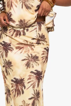 Jupe maxi en chiffon à imprimé palmier