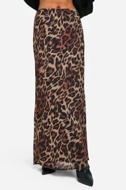 Jupe Maxi en Chiffon Léopard