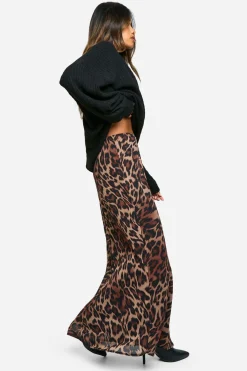 Jupe Maxi en Chiffon Léopard