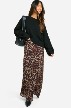 Jupe Maxi en Chiffon Léopard