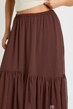 Jupe maxi en chiffon à volants