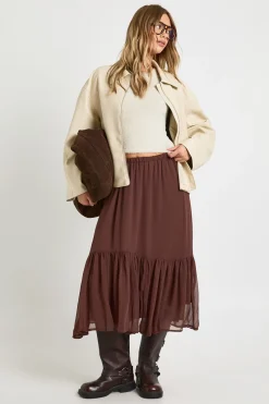 Jupe maxi en chiffon à volants