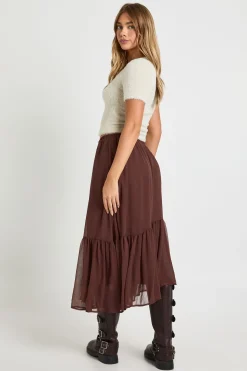 Jupe maxi en chiffon à volants