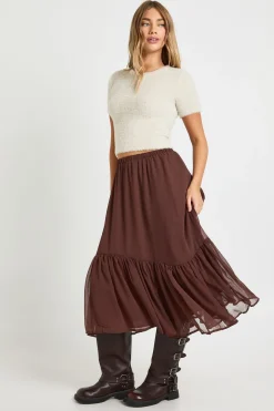 Jupe maxi en chiffon à volants