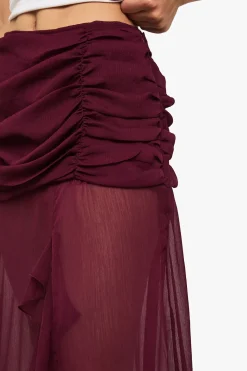 Jupe maxi en chiffon à volants et jambes fendues