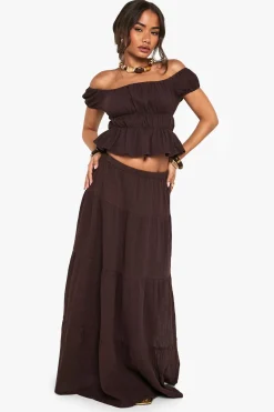 Jupe Maxi en Coton Froissé
