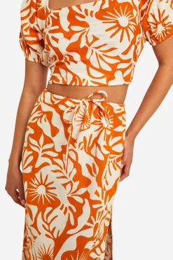 boohoo Jupe maxi en coton imprimée à fleurs abstraites<Femme Jupes|Jupes