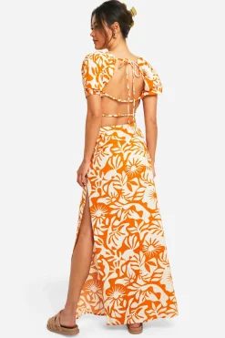 boohoo Jupe maxi en coton imprimée à fleurs abstraites<Femme Jupes|Jupes
