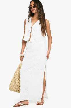 Jupe maxi en crochet à fente latérale