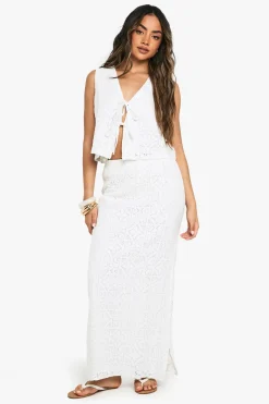 Jupe maxi en crochet à fente latérale