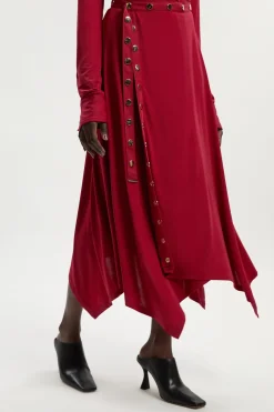 KarenMillen Jupe Maxi en Crêpe Fluide à Ourlet Mouchoir et Détails Œillets<Femme Jupes|Jupes