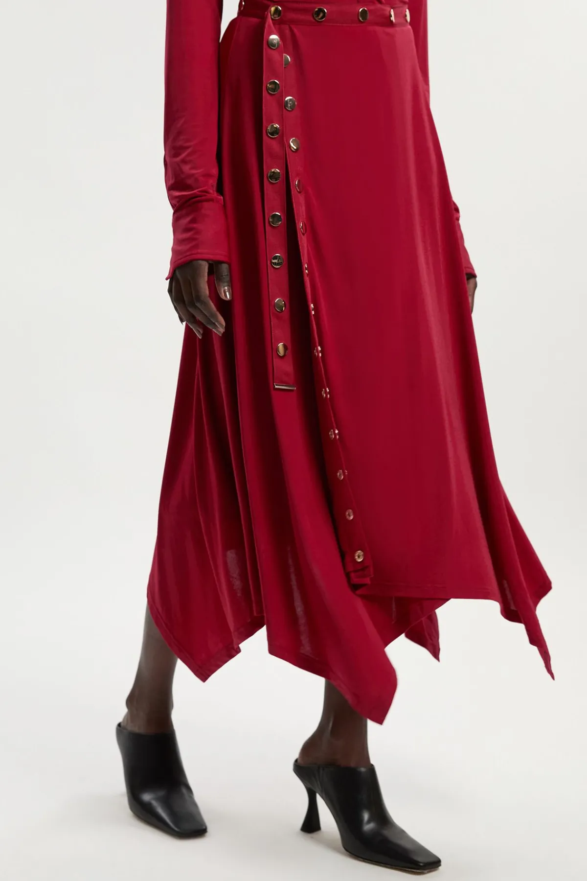 KarenMillen Jupe Maxi en Crêpe Fluide à Ourlet Mouchoir et Détails Œillets<Femme Jupes|Jupes