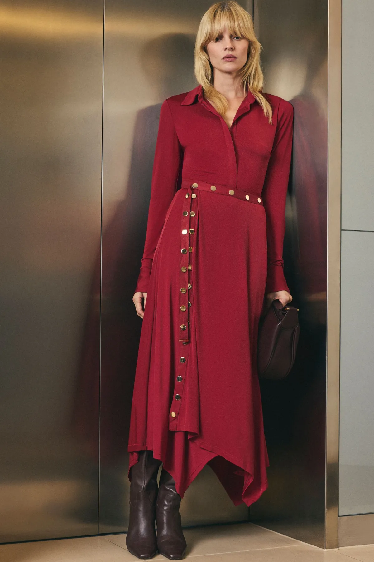 KarenMillen Jupe Maxi en Crêpe Fluide à Ourlet Mouchoir et Détails Œillets<Femme Jupes|Jupes
