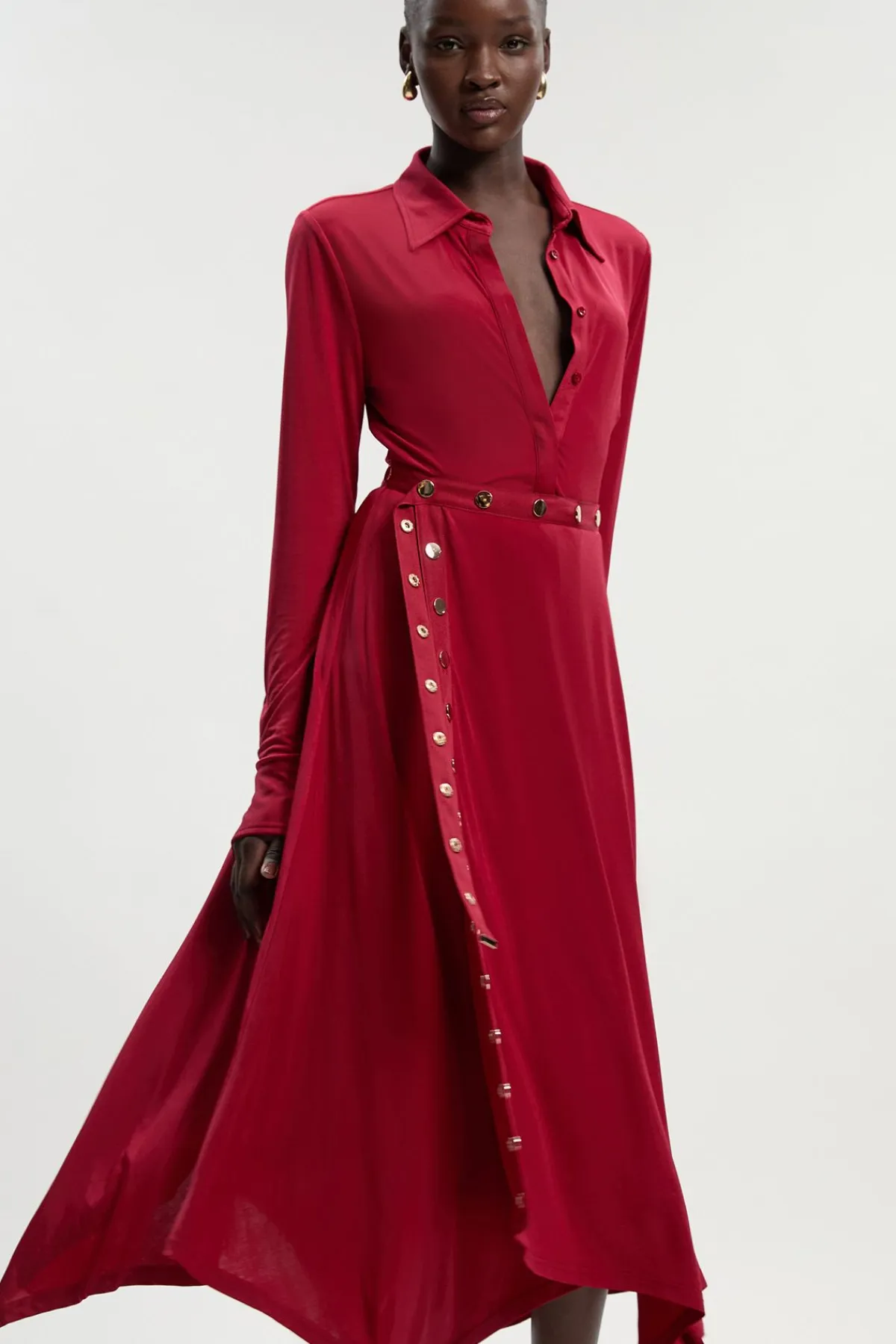 KarenMillen Jupe Maxi en Crêpe Fluide à Ourlet Mouchoir et Détails Œillets<Femme Jupes|Jupes