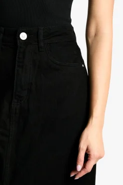 boohoo Jupe maxi en denim à fente frontale basique<Femme Jupes|Denim
