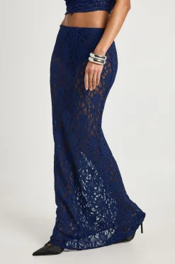 Jupe maxi en dentelle pailletée