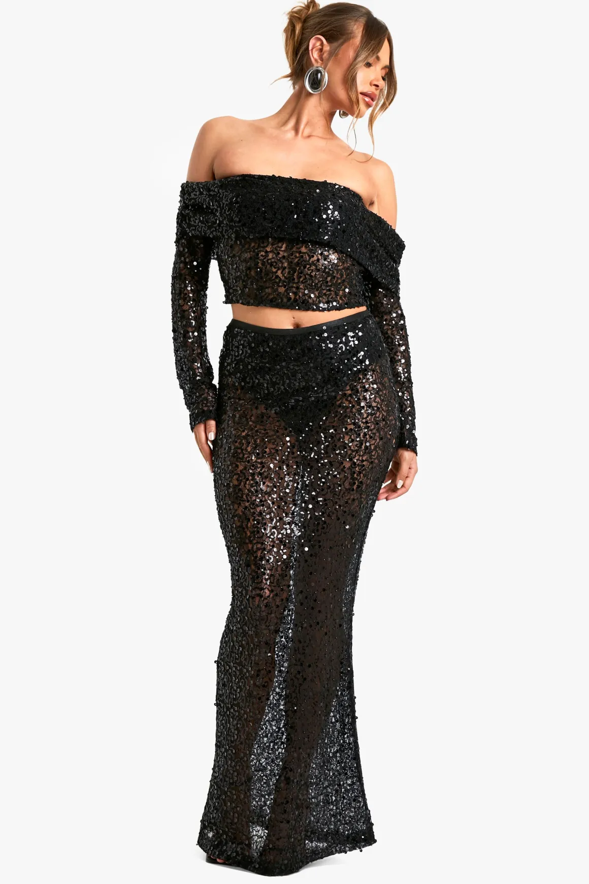 Jupe Maxi en Dentelle à Sequins