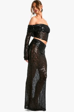 Jupe Maxi en Dentelle à Sequins