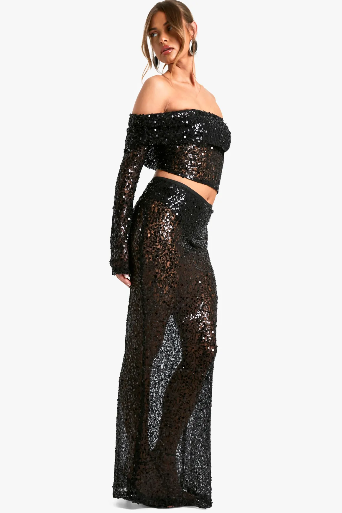 Jupe Maxi en Dentelle à Sequins