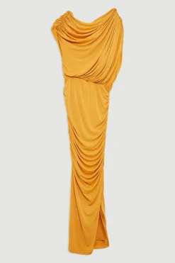 KarenMillen Jupe maxi en jersey crêpe à encolure asymétrique<Femme Toutes Les Robes|Robes Longues