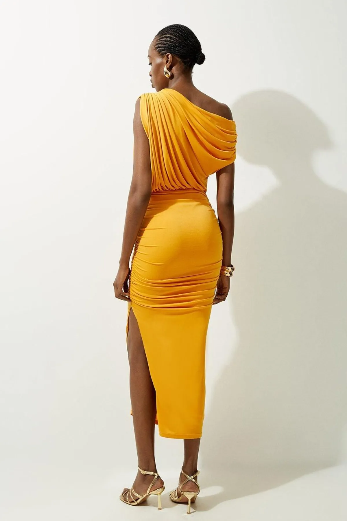 KarenMillen Jupe maxi en jersey crêpe à encolure asymétrique<Femme Toutes Les Robes|Robes Longues