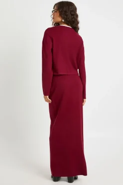 Jupe maxi en maille côtelée
