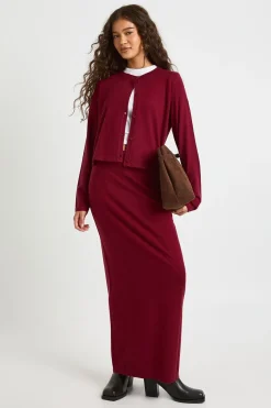 Jupe maxi en maille côtelée