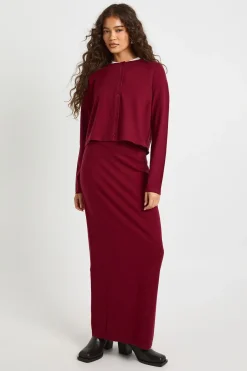 Jupe maxi en maille côtelée