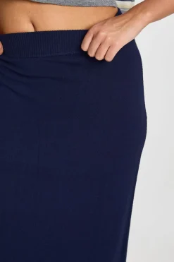 Jupe maxi en maille côtelée