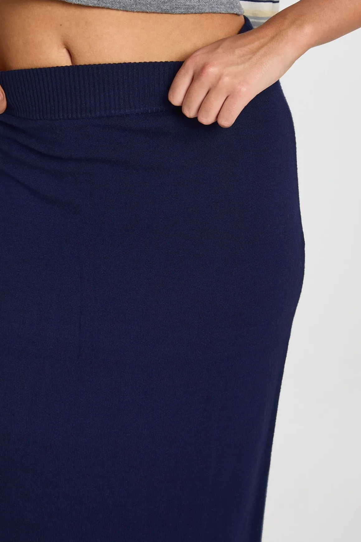 Jupe maxi en maille côtelée