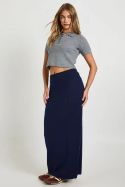 Jupe maxi en maille côtelée