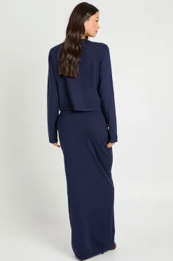 Jupe maxi en maille côtelée
