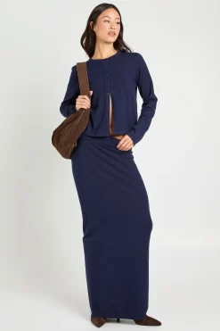 Jupe maxi en maille côtelée