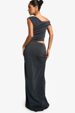 Jupe maxi en maille métallique