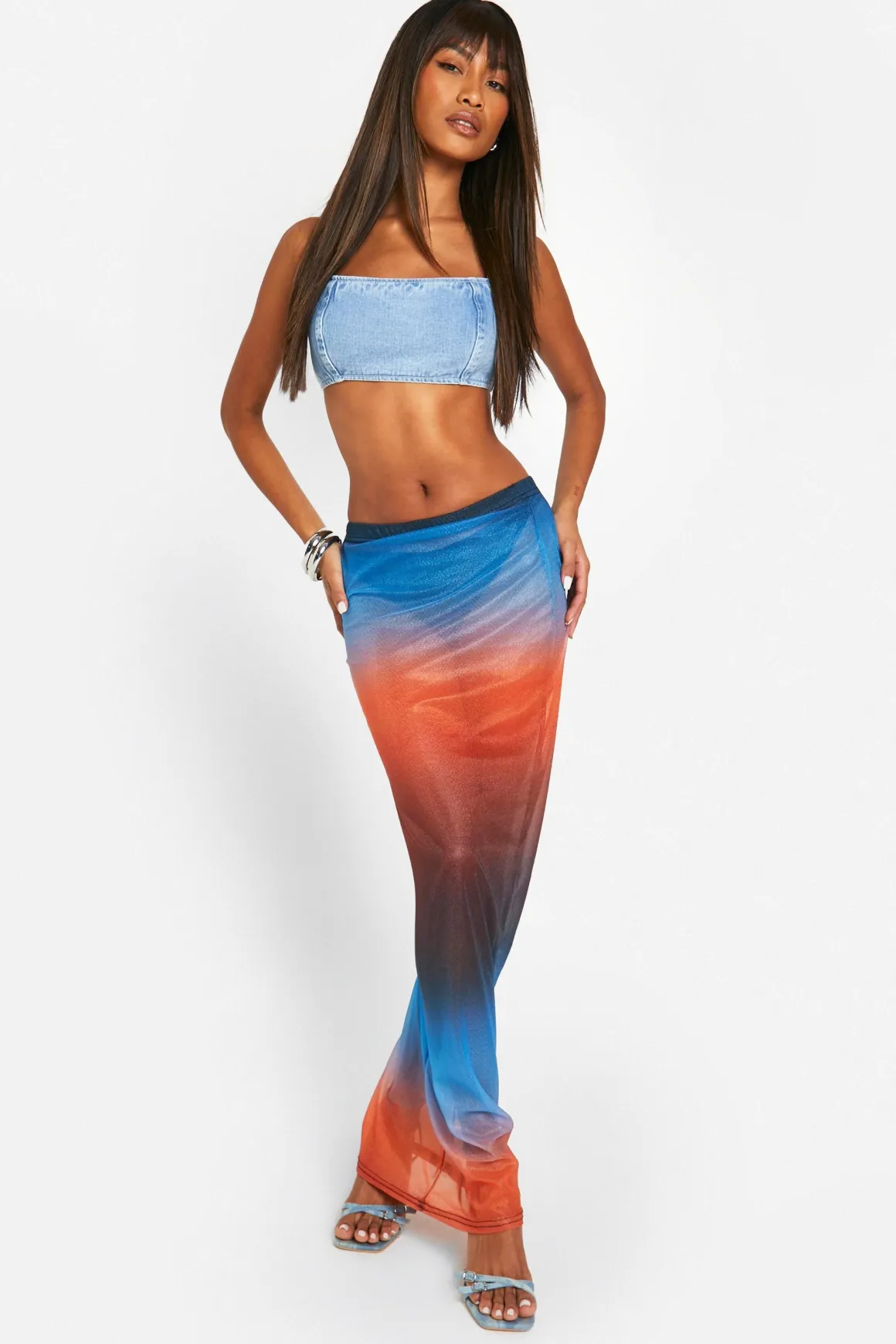 Jupe maxi en maille ombrée