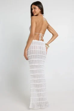 Jupe Maxi En Maille Transparente Avec Lien À La Taille