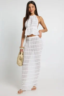 Jupe Maxi En Maille Transparente Avec Lien À La Taille