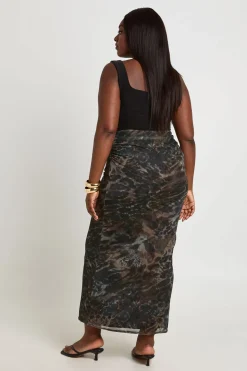 Jupe Maxi En Mesh À Imprimé Léopard Mixte Grande Taille