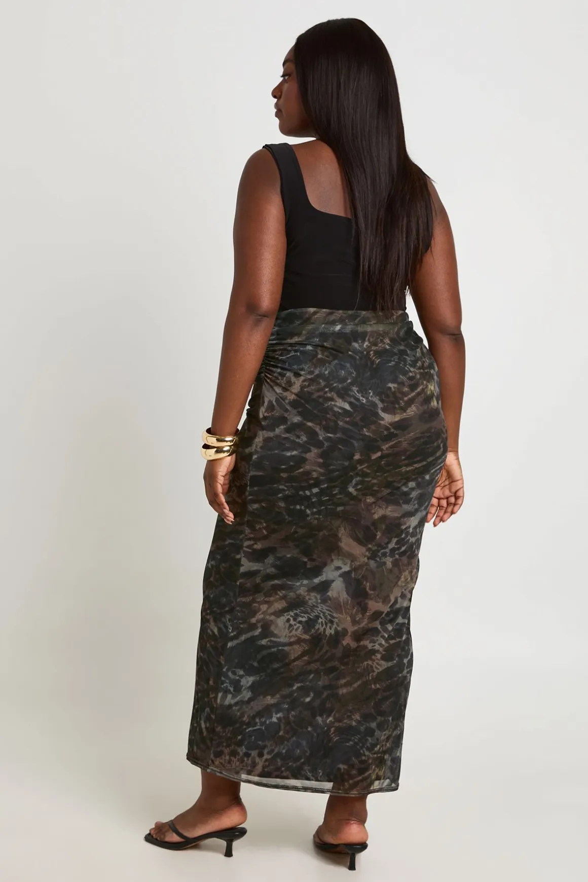 Jupe Maxi En Mesh À Imprimé Léopard Mixte Grande Taille