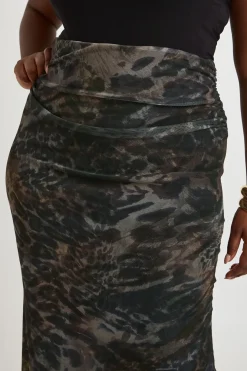 Jupe Maxi En Mesh À Imprimé Léopard Mixte Grande Taille