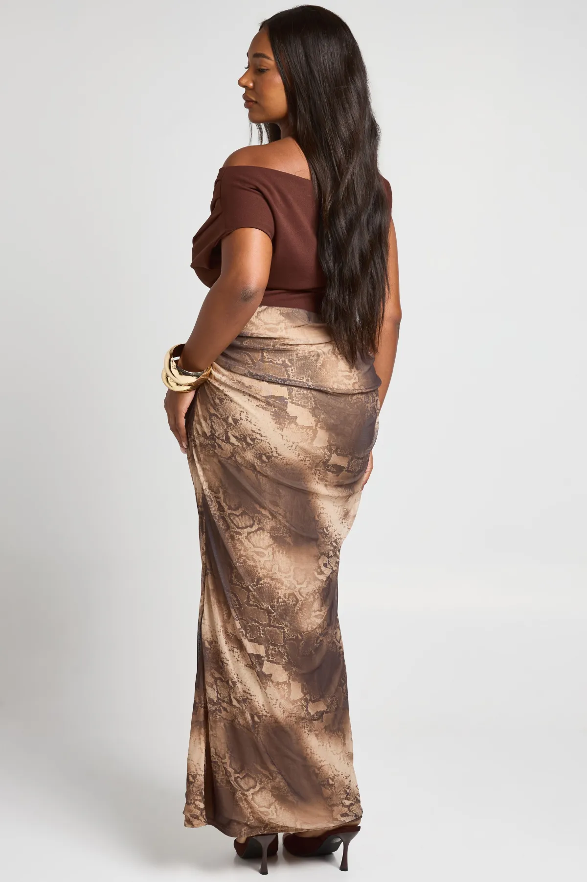 boohoo Jupe Maxi En Mesh Imprimé Synthétique Grande Taille<Femme Jupes|Jupes