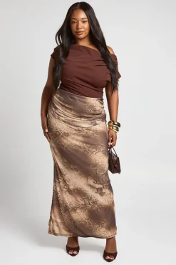 boohoo Jupe Maxi En Mesh Imprimé Synthétique Grande Taille<Femme Jupes|Jupes
