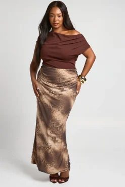boohoo Jupe Maxi En Mesh Imprimé Synthétique Grande Taille<Femme Jupes|Jupes